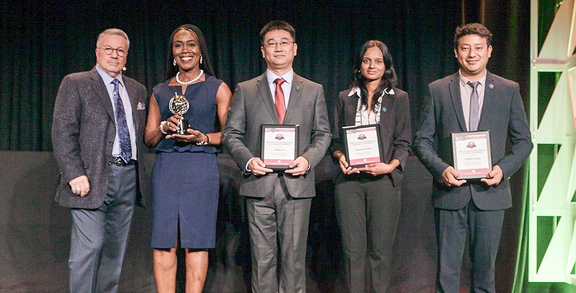 From left: ARCF Chair Michael T. Amato and 2018 International Fellows Julie Essiam, Liang Xu, Neelum Singh, and Sangit Kasaju.